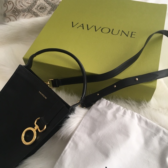 Vavvoune Black Leather Mishe Handbag - Picture 1 of 8